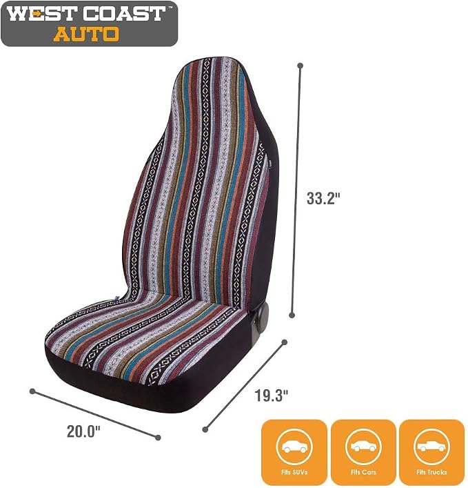 West Coast Auto Baja Blanket Bucket Seat Cover for Car, Truck, Van, SUV - Airbag Compatible (2PCS National)