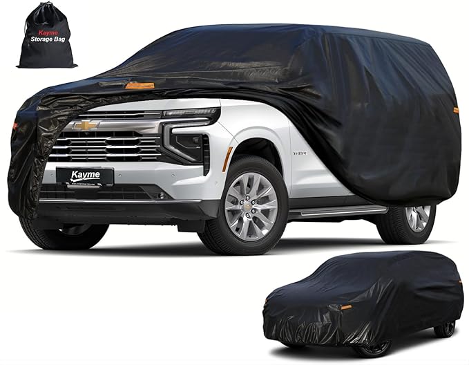 Kayme 7 Layers SUV Car Cover Custom Fit for Chevrolet Chevy Tahoe (2007-2025) Waterproof All Weather for Automobiles, Outdoor Full Cover Rain Sun UV Protection.