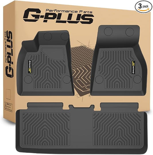G-PLUS TPE Floor Mats Fit Tesla Model S 2015-2020 (Only Model S Badging) | All Weather Protection,Non-Slip,Custom Fit Model S Floor Liner Accessories,TPE Full Coverage,1st & 2nd Row,Black