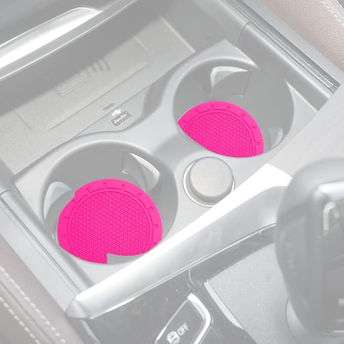 Car Cup Holder Coaster, 4 Pack 2.75 Inch Diameter PVC Non-Slip Universal Insert Coaster, Durable, Suitable for Most Car Interior, Car Accessory for Women Men Rose