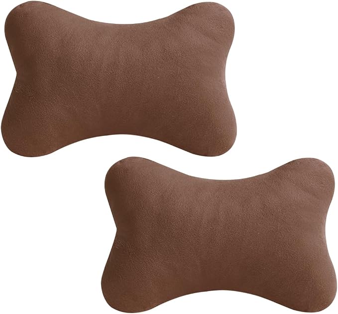 2PCS Car Neck Pillow, Soft Comfortable Vehicle Seat Neck Support Pillow Cushion for Relief Driving Fatigue, Breathable Auto Interior Headrest Neck Rest Pad, Universal for Vehicles (Coffee)