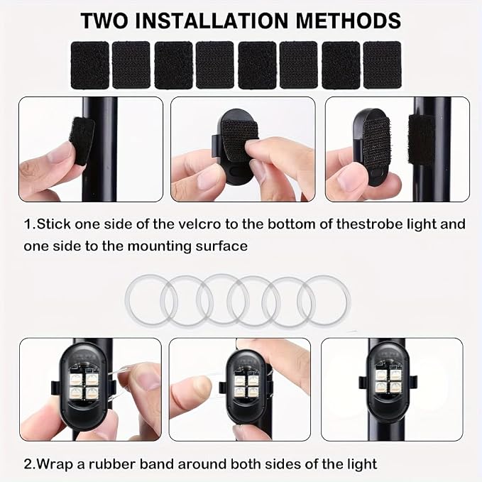 Upgraded 4PCS Mini Car Wireless LED Strobe Lights with Remote Control Wireless LED Lights for Car Motorcycle Bicycle Bike USB Rechargeable 8-Color Car Ambient Lighting Car Led Lights Interior