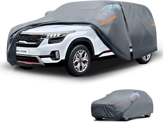 Waterproof Kia Seltos(2019-2026) Car Cover with Breathable Vents, [Upgrade] Premium Covers with Cotton Liner and Zipper Door, Sun Rain Snow Dust Uv Protection.(Gift with Towel)