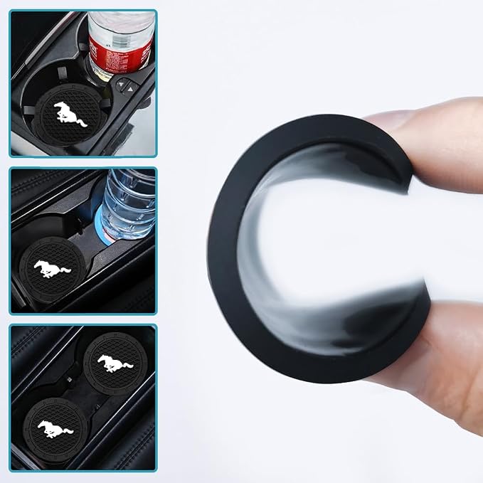 Car Cup Holder Coasters Compatible with Mustang Snake Speedstar Evos Everest GT Shelby Mach-E Grand C-MAX Falcon Figo Territory Fiesta,2pcs