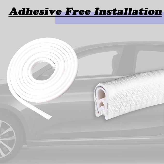 Car Door Edge Guards, 16Ft Rubber Seal Car Door Edge Trim, U Shape Door Edge Protector Guard, Aluminum Weather Proofing Automotive Door Edge Molding Protection for Most Car (White)