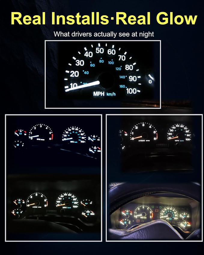 16 Pieces Interior Dash Instrument Gauge Lights with Sockets + HVAC Climate Control LED Bulb Kit, Plug and Play White, Fits Jeep Wrangler TJ 1997–2006