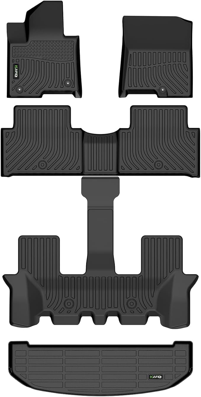HAFIDI® Floor Mats & Cargo Liner Set Fit for 2026-2021 Kia Sorento Hybrid & 2026-2022 Kia Sorento Plug-in Hybrid (PHEV) All Weather Protection TPE Car Full Set Floor Liners Custom Accessories - Black