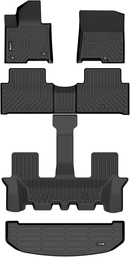 HAFIDI® Floor Mats & Cargo Liner Set Fit for 2026-2021 Kia Sorento Hybrid & 2026-2022 Kia Sorento Plug-in Hybrid (PHEV) All Weather Protection TPE Car Full Set Floor Liners Custom Accessories - Black