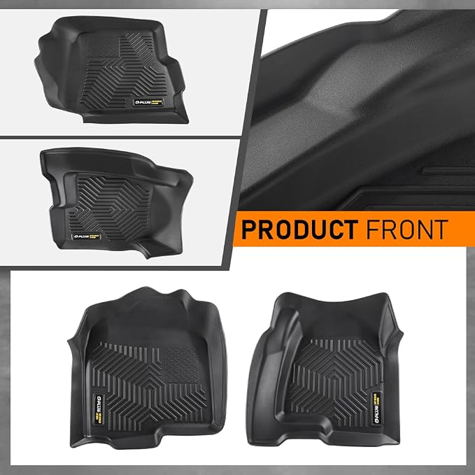G-PLUS Floor Mats 3pcs Compatible with Chevy Silverado GMC Sierra 1500 1999-2006 & 1500 Classic 2007, Fit Silverado Sierra 2500 2001-2004, 2WD 4WD Extended Cab TPE Floor Cargo Liners