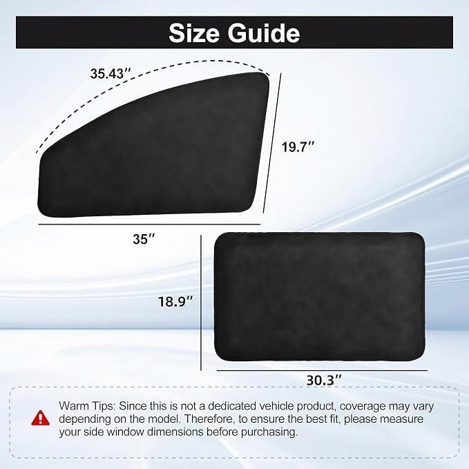XCBYT Car Window Covers for Privacy, 100% Blackout Soft Suede | Magnetic Fits steel frames only. blocks 100% light to keep cars cool. Ideal for breastfeeding, baby naps, or car camping