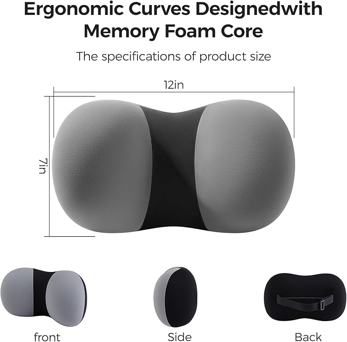 BABUR Car Headrest Pillow, Car Neck Pillow for Pain Relief While Driving | 100% Memory Foam, Ergonomic Neck Support Pillow for Auto, Office Chair, Adjustable Strap, Softness Breathable Removable