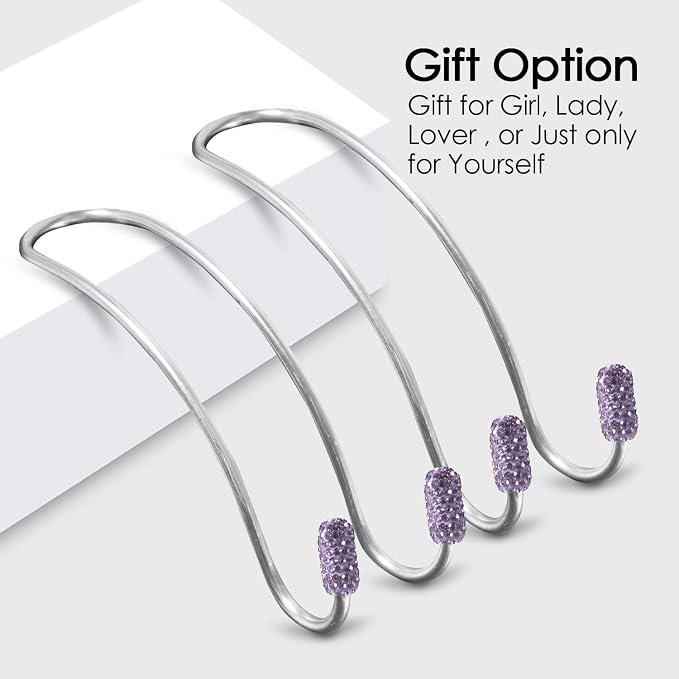 Guoord 【2026 Upgraded】 Car Headrest Hooks Decorations, 2 Pcs Bling Purse Hook Hangers, Auto Hooks Car Hangers and Durable Backseat Holder, Storage Universal for SUV Truck Vehicle(Violet)