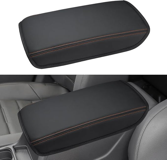 INTGET for 2023 2024 2025 2026 Honda CRV Center Console Cover with Thin Pad Leather Middle Armrest Cover Center Console Lid Protector for Honda CRV 2025 Accessories (Orange Stitches with Pad,2023+)