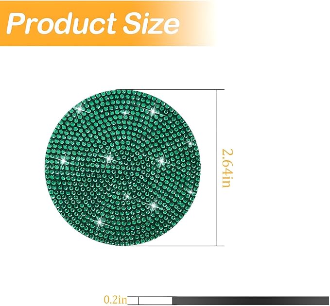 Osilly Bling Car Cup Holder Coaster, Crystal Rhinestone Anti-Slip Insert Coasters, Universal 2.75 Inch Fashion Automotive Cup Mat, Car Interior Accessories Decor Gifts for Women (Green, 4PCS)