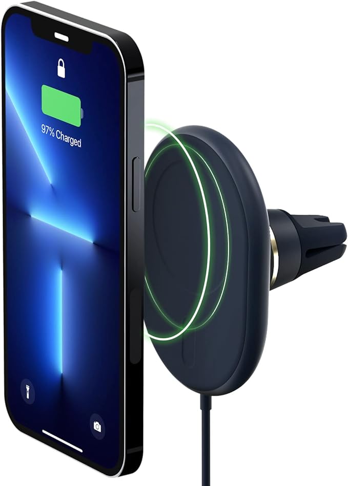 iOttie Velox Magnetic Wireless Charging Air Vent Car Phone Mount. Compatible with MagSafe iPhones including iPhone 12/13/14/15/16/17 Series (Car Charger Included)