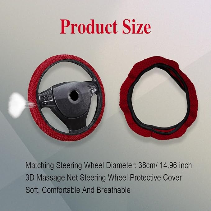 HAOBO Elastic Stretch Steering Wheel Cover, 15 Inch Automotive Steering Wheel Cover, Comfy Breathable Stretch Steering Wheel Protector, Ice-Silk Cloth Polyester Steering Wheel Cover for Men Women