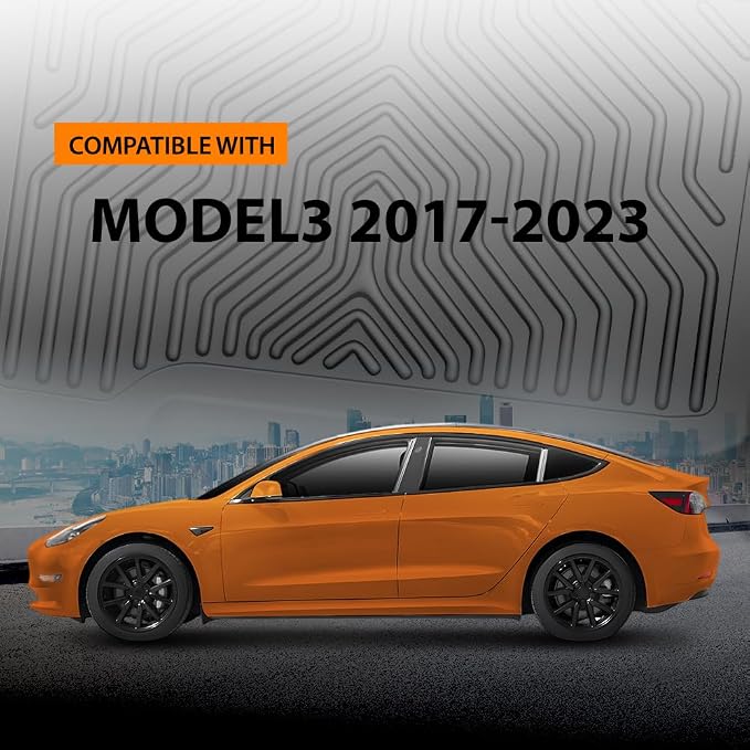 G-PLUS TPE Floor Mats Cargo Liner Fit for Tesla Model 3 2017-2023,6PCS | All Weather Protection,Custom Fit Model 3 2017-2023 Floor Liner Accessories, Non-Slip,TPE Full Coverage