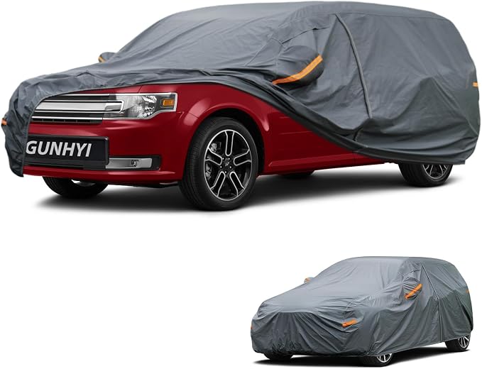 GUNHYI Premium Car Cover Custom Fit Ford Flex, 16 Layers Heavy Duty Car Cover Waterproof All Weather with Zipper Door for Sun Rain Snow Dust Uv Protection