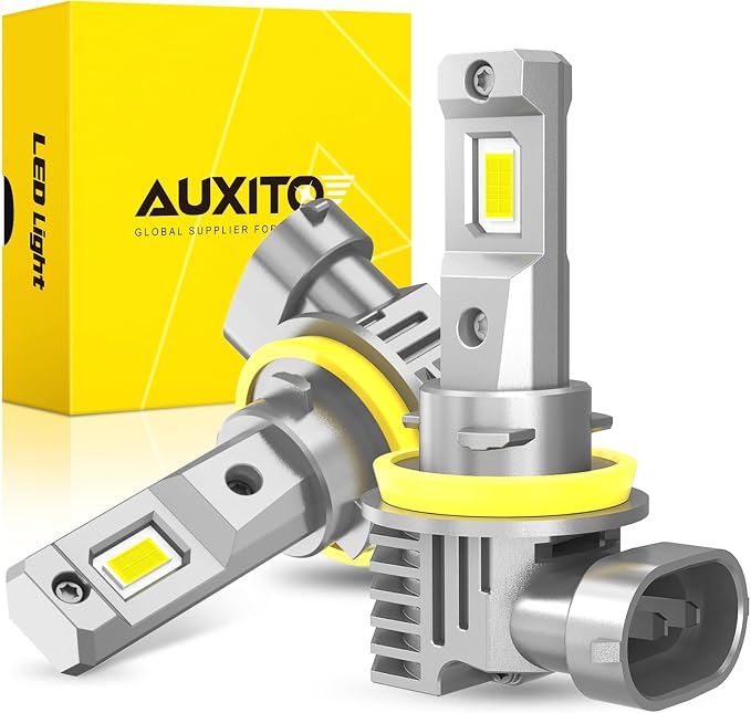 AUXITO H11 H8 H16 LED Fog Light Bulbs, 600% Brightness 6500K Cool White Driving Fog lights, 1:1 Mini Size Front Fog Lamps, Non-polarity, Play and Plug (Pack of 2)