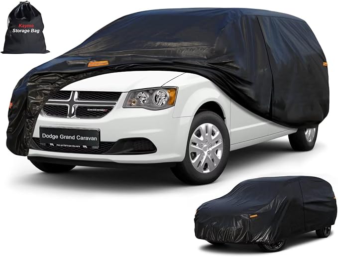 Kayme 7 Layers Hatchback Car Cover Custom Fit for Dodge Grand Caravan (1996-2020), Waterproof All Weather for Automobiles,Rain Sun UV Protection.Black