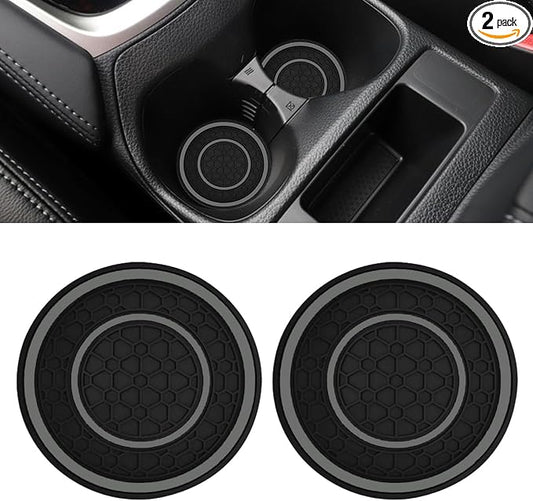 2PCS Car Cup Holder Coasters, 2.75 Inch Auto Non-Slip Anti Dust Cup Mats, Console Cup Holder Insert Coaster Auto Insulated Mats, Universal Interior Accessories for Most Cars (Gray)