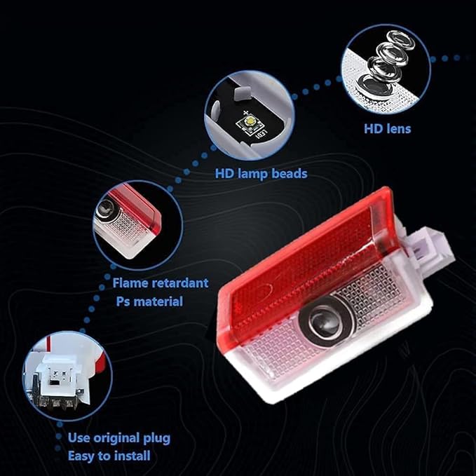 High Definition LED Projection Welcome Light，Logo Projector Puddle Lights，Compatible with A B C E M GL GLA GLC GLE GLS Class W205 W213 W166， Plug and Play (2PCS)
