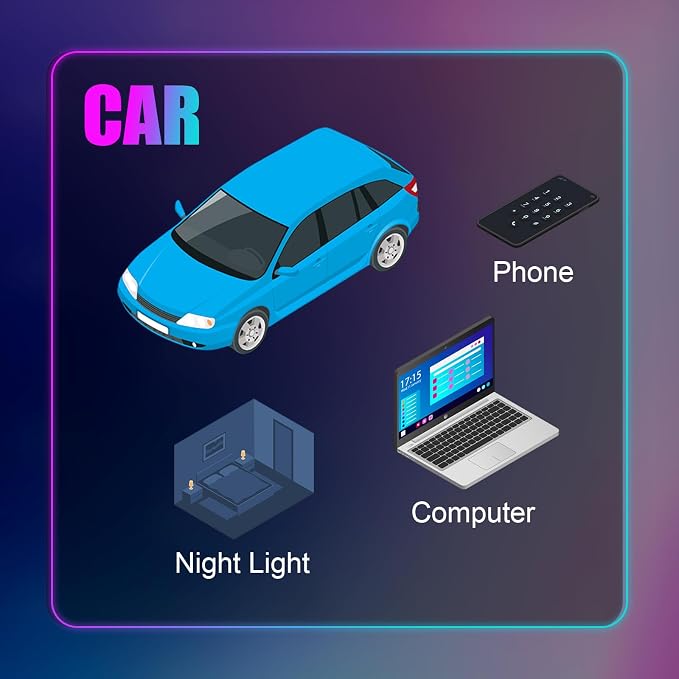 Frienda 4 Pcs Mini USB LED Light Car LED Interior Lighting 5v RGB Foldable Ambient Lighting Adjustable 8 Color and Brightness Smart USB Night Lamp for Cars Laptop Keyboard (Type-c)