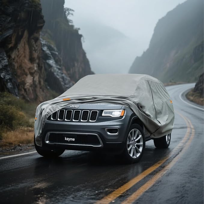 Kayme Heavy Duty SUV Car Cover Custom Fit Jeep Grand Cherokee L LWB Waterproof All Weather for Automobiles, Full Exterior Covers Sun Rain UV Protection.（Deliver About 3-10 Days）
