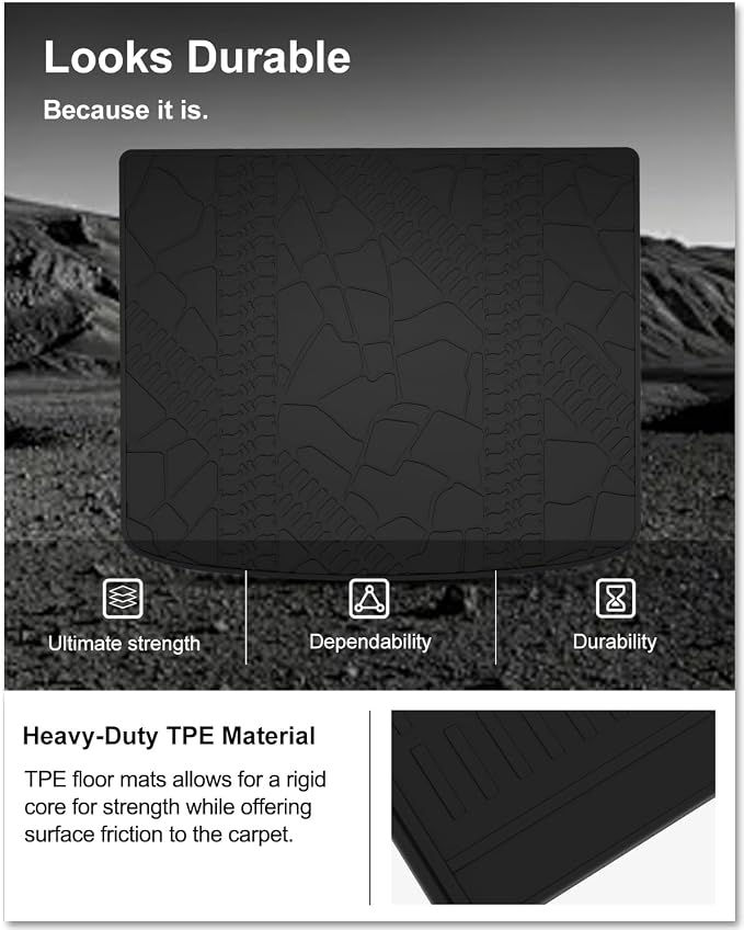 Kiwi Master Cargo Mat for 2014-2023 Jeep Cherokee | (Not Grand Cherokee), Custom Fit All Weather Rear Cargo Liner, Heavy Duty TPE Tray Trunk Mat, Black