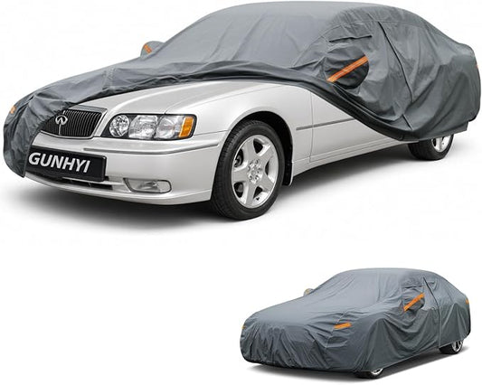 GUNHYI Premium Car Cover Custom Fit Infiniti Q45, 16 Layers Heavy Duty Car Cover Waterproof All Weather with Zipper Door for Sun Rain Snow Dust Uv Protection
