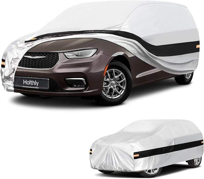 10 Layers Mini Van Car Cover Custom Fit for Chrysler Pacifica Minivan (2016-2026), Waterproof All Weather for Automobiles, Outdoor Full Cover Sun Dust Rain Protection with Cotton. Silver