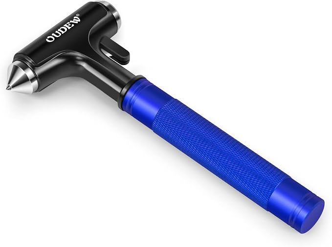 Car Safety Hammer, Car Glass Breaker with Seat Belt Cutter, Automotive Escape Tool, Metal Window Breaker, Emergecy Safety Hammer for Auto Accidents (Blue)
