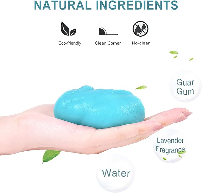 TICARVE Car Cleaning Gel for Car Keyboard Electronics Home Office 100g Bag | High Adhesion Dust Removal, Reusable, Leaves No Residue, Safe for Most Surfaces, Multi-scenario Cleaner, Lavender-scented
