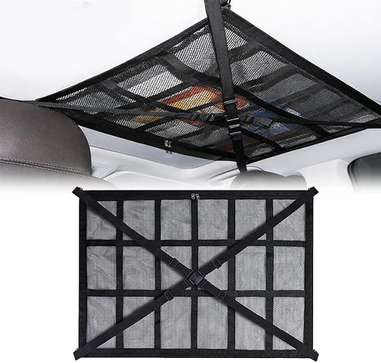 Car Ceiling Cargo Net Pocket for Honda Element 2000–2011, Car Roof Storage Organizer, Double Layer Overhead Cargo Net for Auto with Zip Closure for Trip, Camping,B