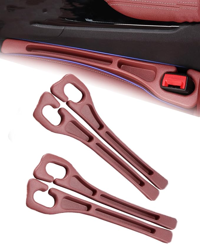 Seat Gap Filler - Stopping Phone Key from Falling, 2PCS Dual Slot Car Seat Gap Filler Organizer with Seat Belt Holes & Storage Slot, Universal Seat Gap Filler for Car Suv Truck (2 Set -Red)