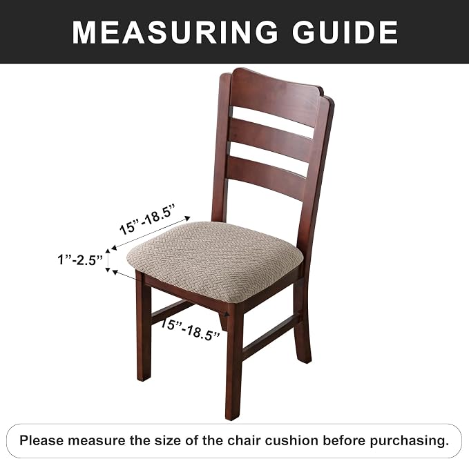 Genina Waterproof Seat Covers for Dining Room Chairs Covers Dining Chair seat Covers Kitchen Chair Covers slipcovers (Khaki, 4 Pcs)