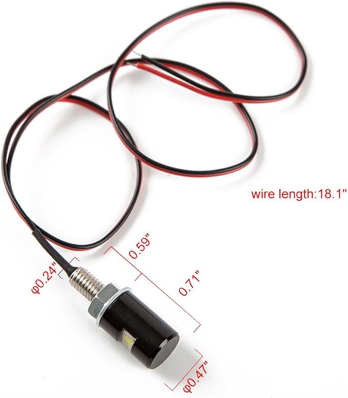 CZC AUTO 2PCS License Plate Light, License Tag Screw Bolt Lamp, 12V White LED Bulb, Waterproof/Rainproof, Black Aluminium Light Holder, Legal for Car Motorcycle Truck RV ATV Bike