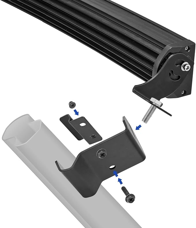 No Need Drilling 50/52 inch Curved Straight LED Light Bar Upper Windshield Pro-fit Cage Mounting Brackets Compatible with Polaris Ranger 570 900 1000 Fullsize