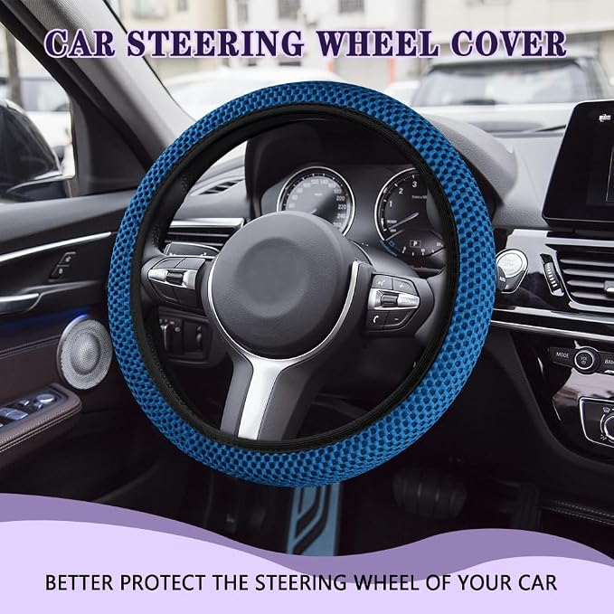 Elastic Stretch Steering Wheel Cover, Steering Wheel Cover, 15" Breathable Auto Steering Wheel Protector, Universal Car Accessories Comfortable Non-Slip Vehicle Steering Wheel Covers for Women Men