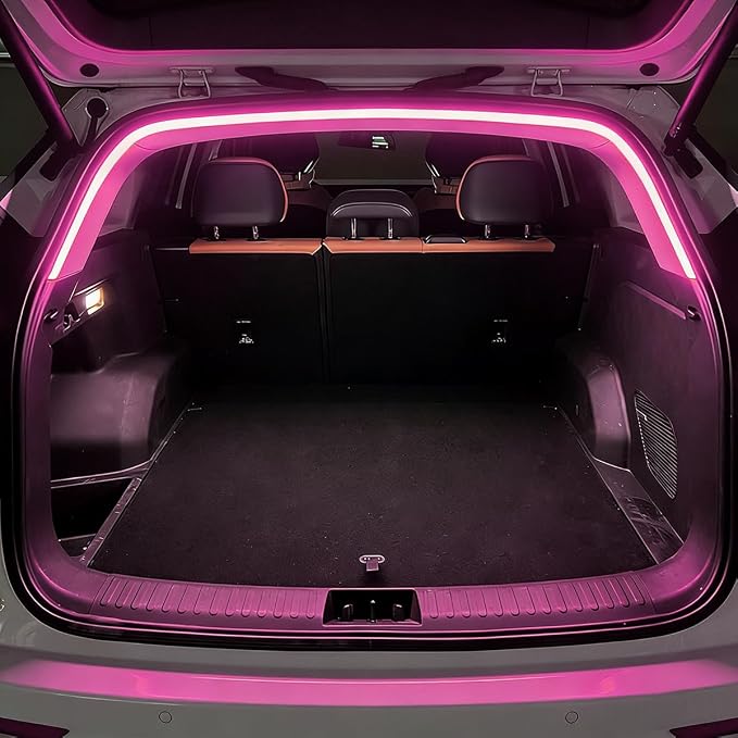 Car Trunk LED Light Strip, 157.5" Flexible Embedded Silicone Vehicle Interior Cargo Area Ambient Lighting, Automotive Trunk LED Light Strip Decor, Universal for SUV Van Truck (Pink Purple)