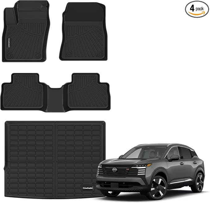 Floor Mats for 2026 2025 Nissan Kicks SV/SR Upgrade Trunk Mat All Weather TPE Floor Liners Fit for 2026 2025 Kicks 1st & 2nd Row and Cargo Liner Anti-Slip Full Set Car Mats (Not for S)