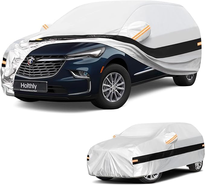 10 Layers SUV Car Cover Custom Fit for Buick Encore (2012-2026), Waterproof All Weather for Automobiles, Outdoor Full Cover Sun Dust Rain Protection with Cotton. Silver