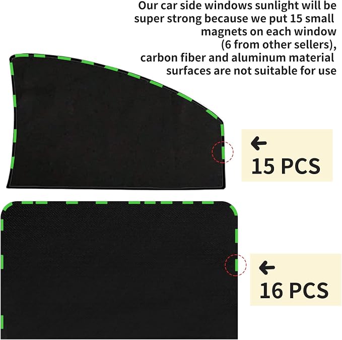 ZATOOTO Side Window Sun Shade, Silk for Long-Lasting Durability & Privacy | For Kids Sleeping, Sun Shades Keep Cooler, Fit Metal Surface Window Frame, Installs Easily and Fast,Do Not Use While Driving