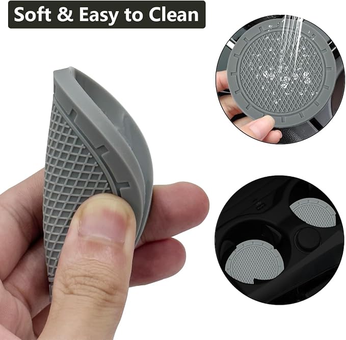 Cup Holder Coaster, 4 Pack 2.75 Inch Diameter PVC Non-Slip Universal Insert, Durable Car Accessory for Most Interiors, Suitable for Women and Men - Gray