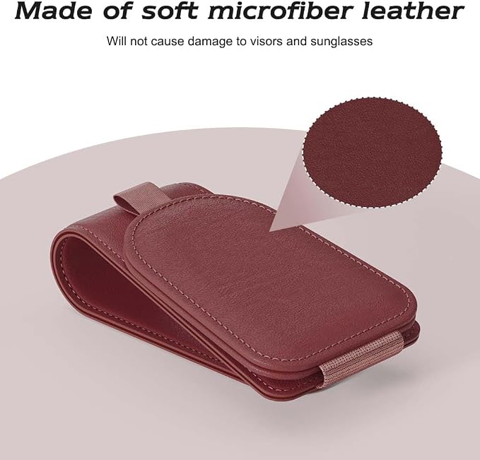 Sotfamily Sunglass Holder for Car Visor, Suede Cloth Magnetic Sunglass Organizer for Car Accessories, 2 Packs, Claret