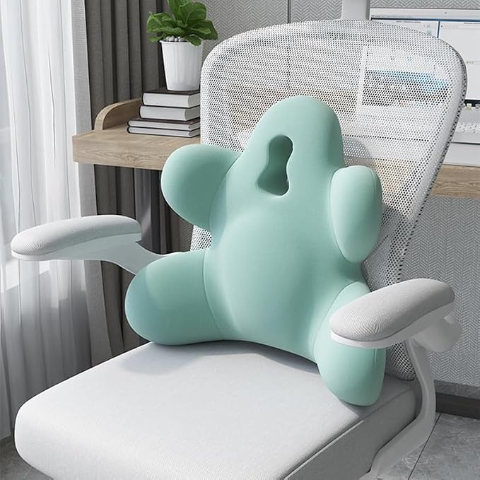 Lumbar Support Pillow for Office Chair, Back Pillow Lumbar Support for Car, Chair, Sofa - Improve Lower Back Pain Relief & Sitting Posture, Memory Foam Back Cushion for Long Sitting (B-Green)