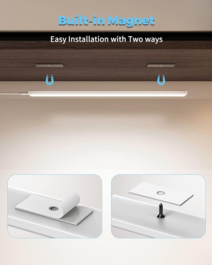 ASOKO 16Inch Under Cabinet LED Workbench Light Plug in Dimmable 6000K | ASOKO 16" Under Cabinet LED Light, Dimmable 700LM 6000K Plug in Workbench Desk Light with Memory, Kitchen Sink