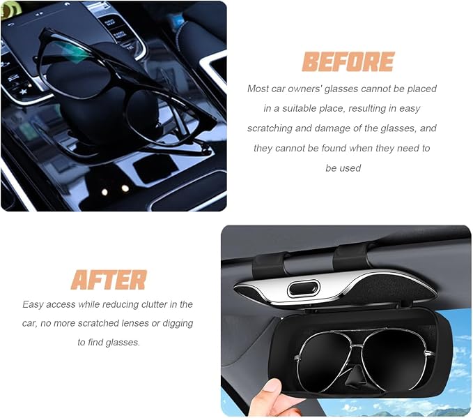 zipelo Sunglasses Holder for Car Sun Visor, Protective Automotive Eyeglasses Storage Case Hanger, Soft Vehicle Interior Glasses Organizer Box Accessories, Universal for SUV Sedan Truck (Gray)