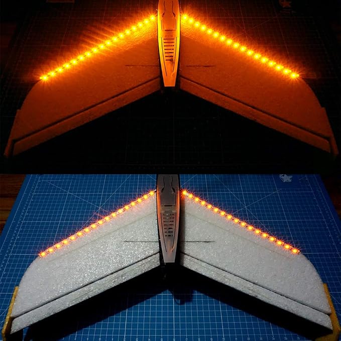 LED Light Strip for RC Fixed Wing Airplane Flying Wing Plane AR Wing Drone Model Car Truck (Yellow)