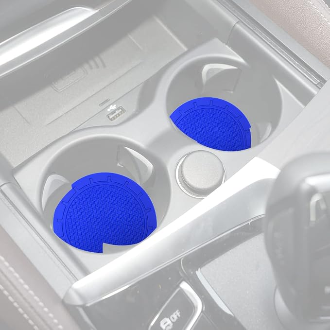 Car Cup Holder Coaster, 4 Pack 2.75 Inch Diameter PVC Non-Slip Universal Insert Coaster, Durable, Suitable for Most Car Interior, Car Accessory for Women Men Dark Blue